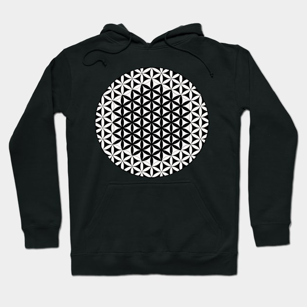 Flower Of Life Mandala Black and White Hoodie by dcveta